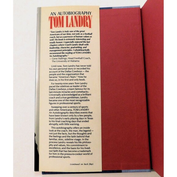 Tom Landry An Autobiography 1990 Dallas Cowboys Coach Hardcover Jacket - Picture 3 of 6
